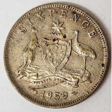 AUSTRALIA 1959 . SIXPENCE